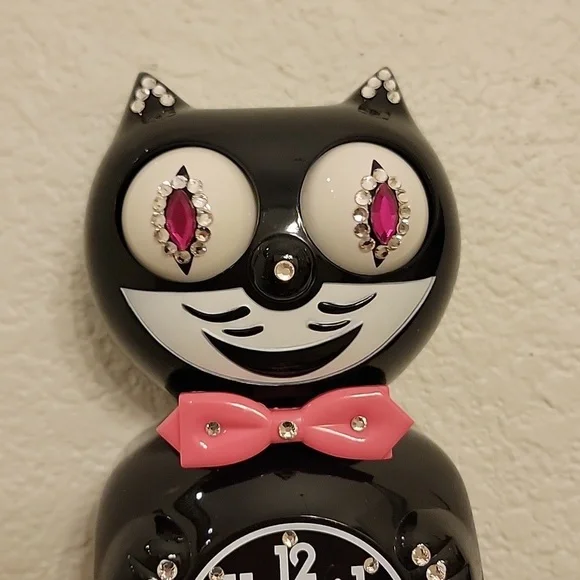 Jeweled Kit-Cat Klock clock SUPER RARE with pink bowtie & tail